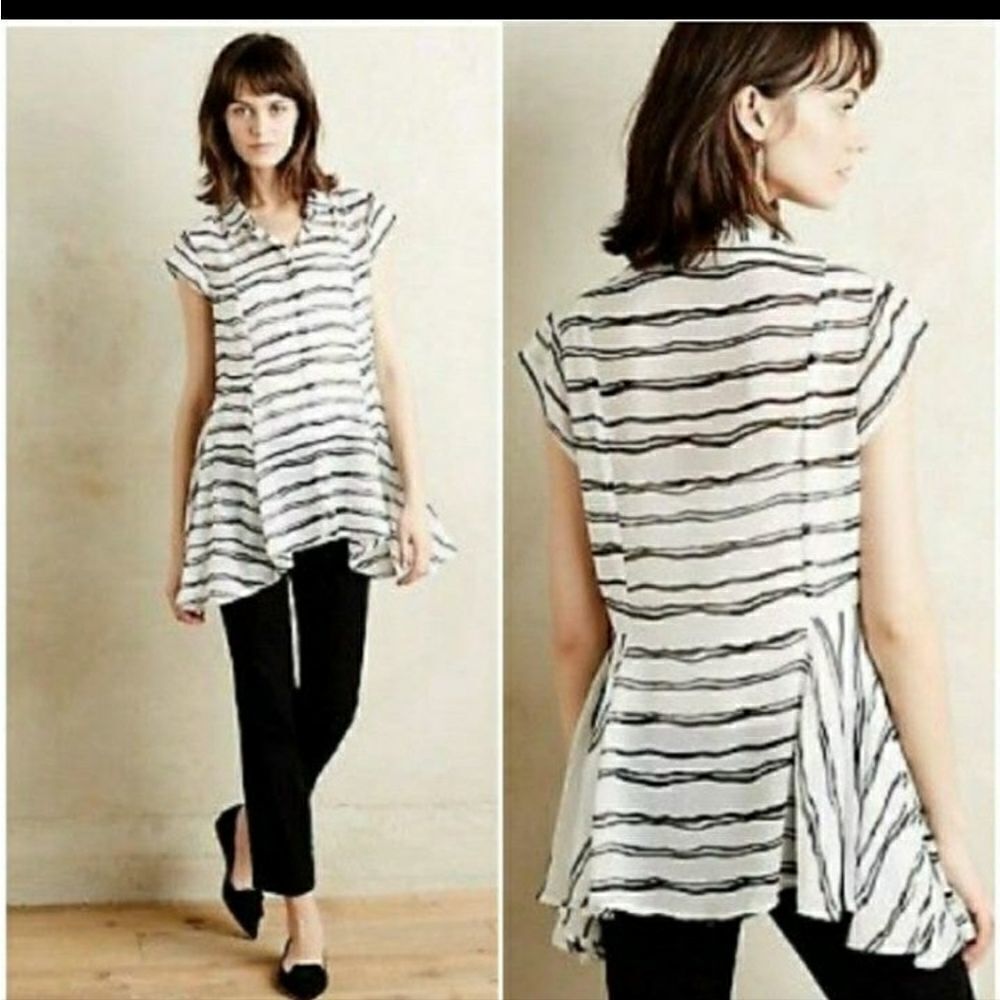 Anthropologie Meadow Rue‎ Sheer Walking Tour Tunic Size Small